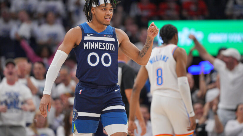 Terrence Shannon Jr. reacts after a three in the WCF