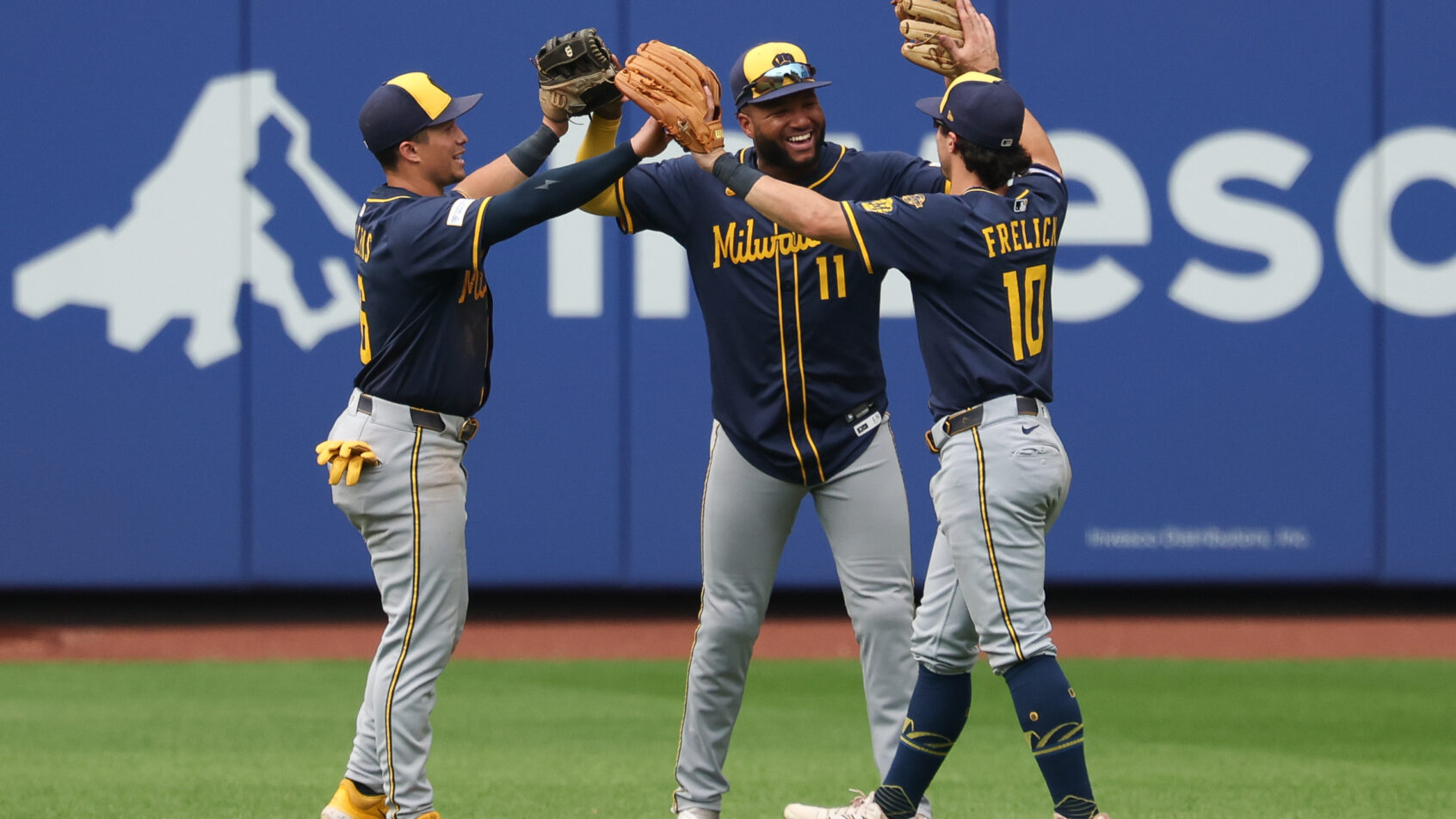 Milwaukee Brewers celebrate a victory.