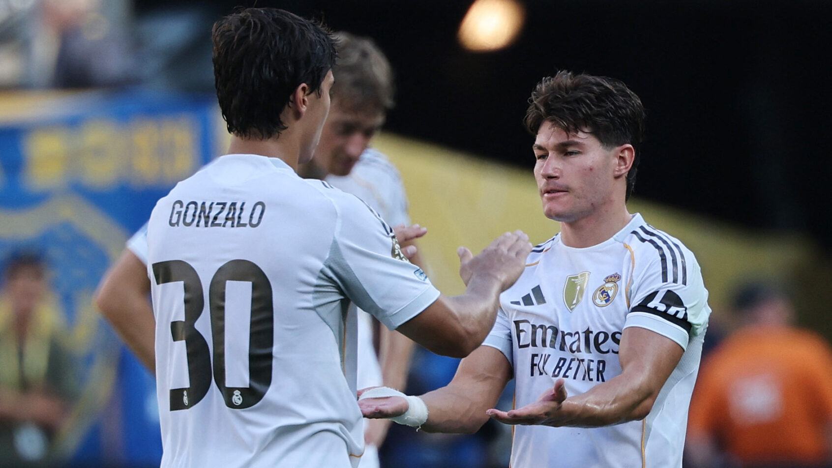 Real Madrid CF forward Gonzalo Garcia getting subbed off for defender Fran Garcia