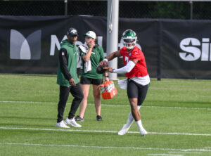 New York Jets quarterback Justin Fields during training camp