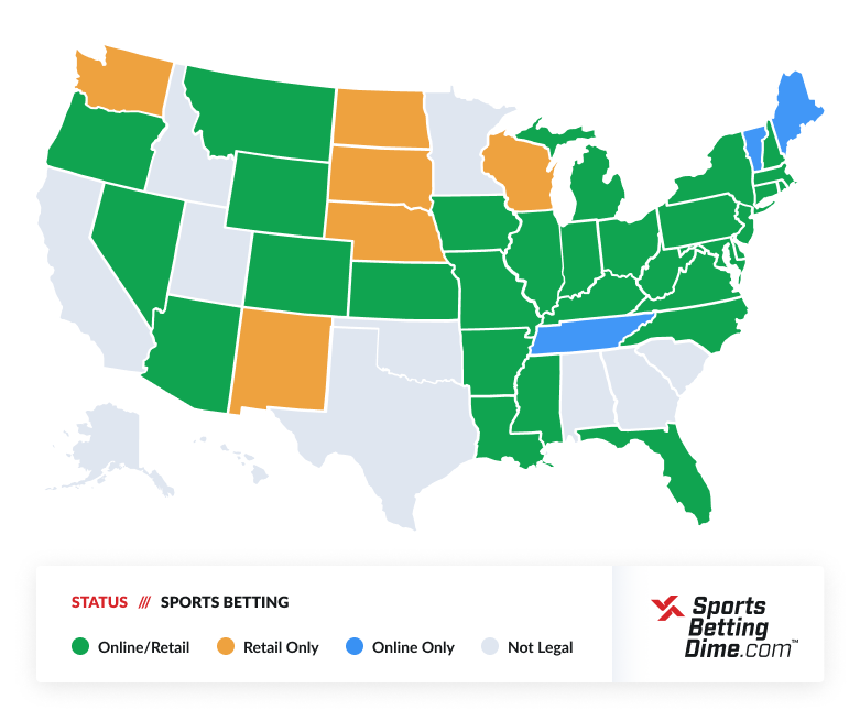 US legal sports betting states. Where each state stands.