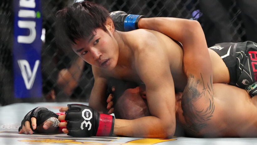 Tatsuro Taira in a bout with Edgar Chairez from UFC 290.