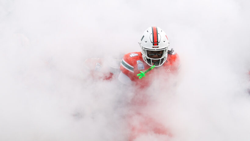 Miami Hurricanes running back Mark Fletcher Jr coming out of the tunnel