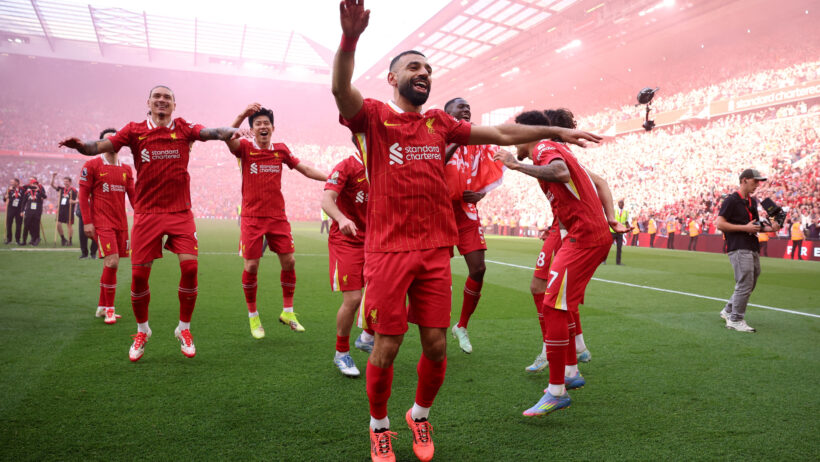 Liverpool celebrates its Premier League title.