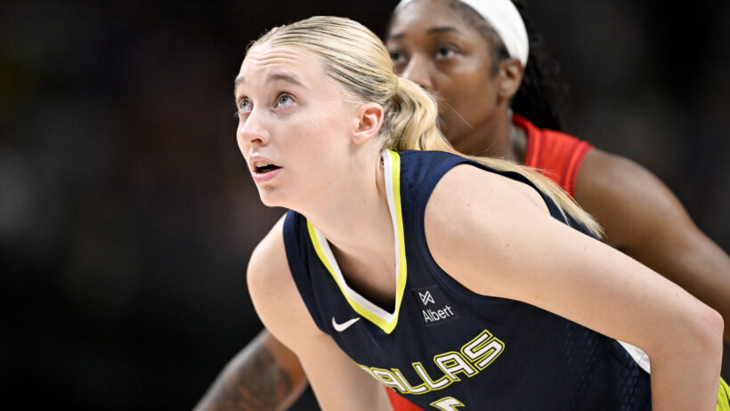 Dallas Wings guard Paige Bueckers on the court against the Indiana Fever