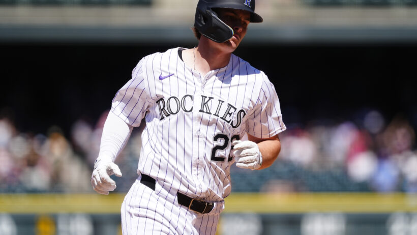 Mickey Moniak rounding the bases after hitting a home run