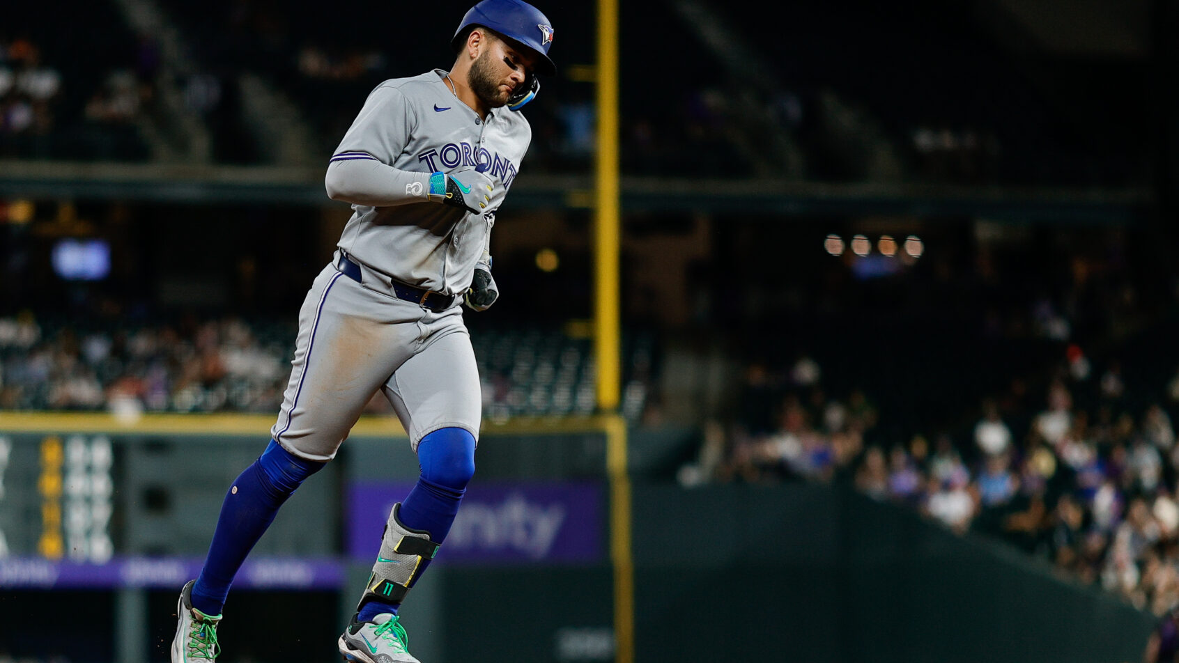 Bo Bichette rounding the bases after hitting a home run
