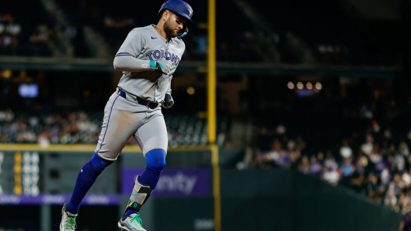 Bo Bichette rounding the bases after hitting a home run