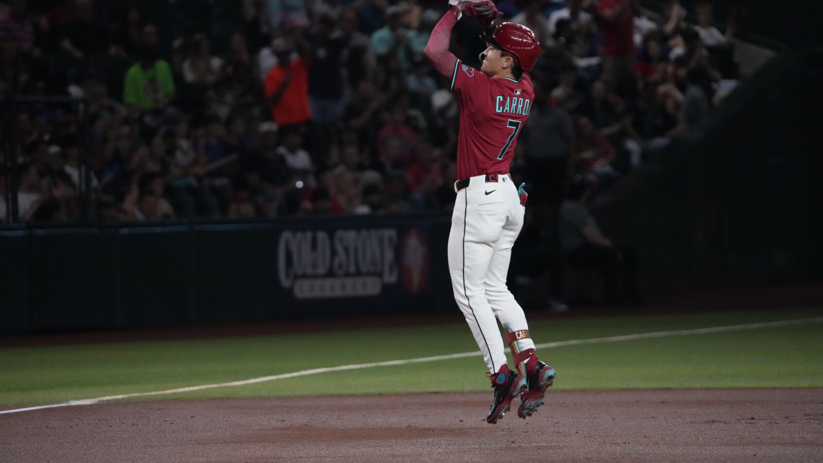 Corbin Carroll celebrating a home run