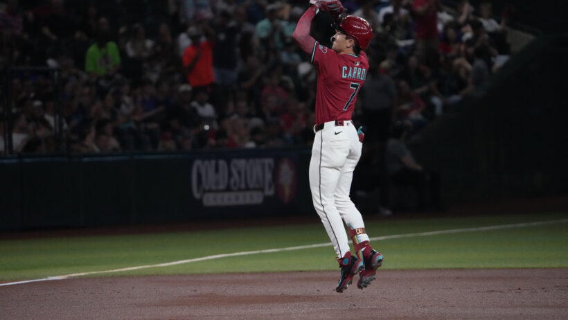 Corbin Carroll celebrating a home run