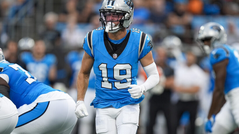 Carolina Panthers wide receiver Adam Thielen in motion pre-snap