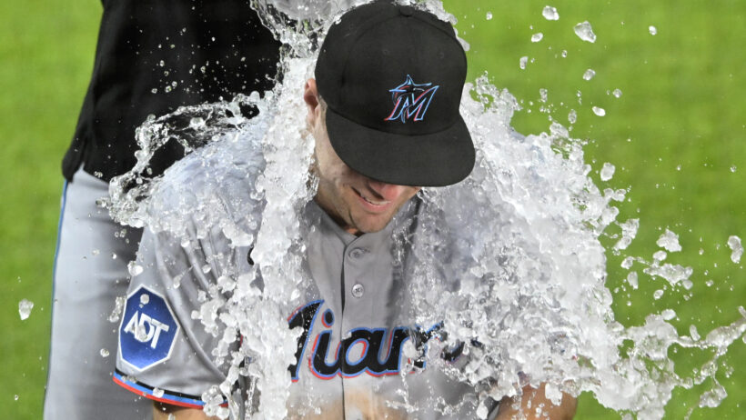 Jakob Marsee gets an ice bath after a win