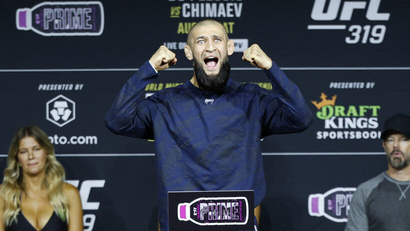 Khamzat Chimaev during weigh ins for UFC 319