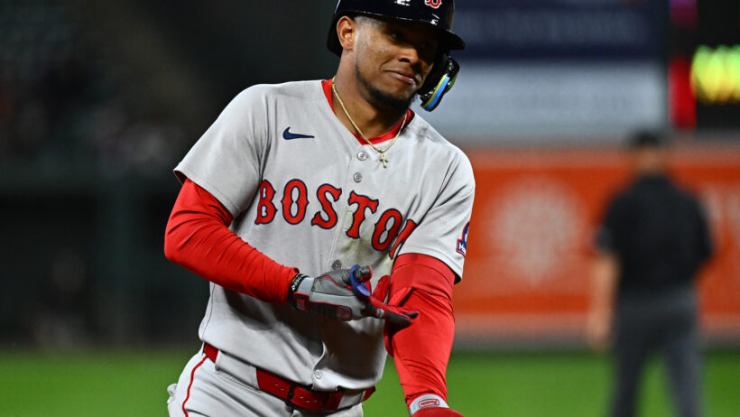 Boston Red Sox outfielder Ceddanne Rafaela celebrates a home run