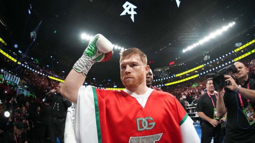 Canelo Alvarez enters the ring for a fight against Gennadiy Golovkin.