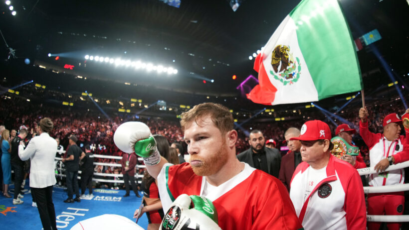 Canelo Alvarez enters the ring for a fight with Gennadiy Golovkin.