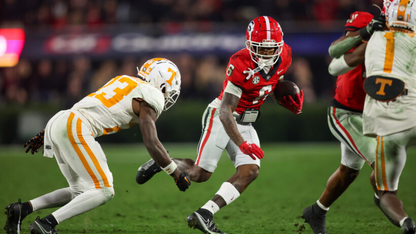 Georgia Bulldogs wide receiver Dominic Lovett runs with the ball against the Tennessee Volunteers