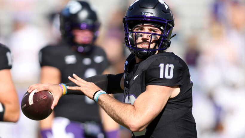Josh Hoover warms up ahead of a game versus Arizona.