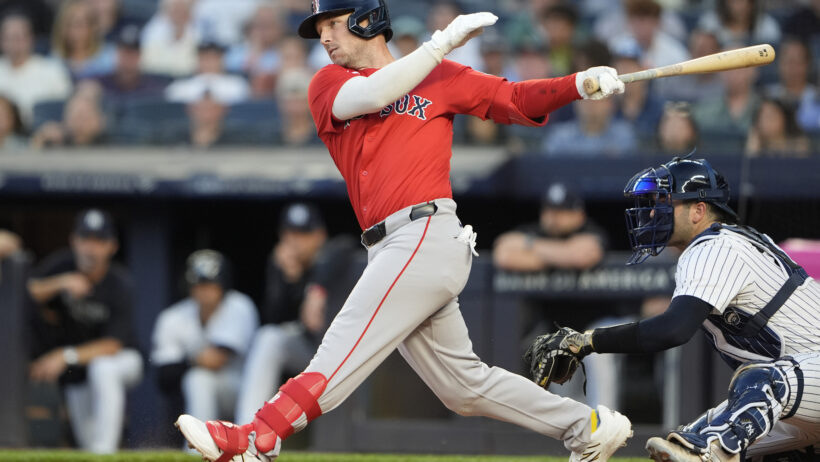 Boston Red Sox third baseman Alex Bregman at the plate against the New York Yankees