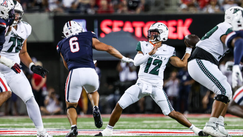 Micah Alejado throwing pass in the pocket