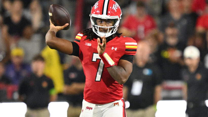 Maryland Terrapins quarterback Malik Washington passes