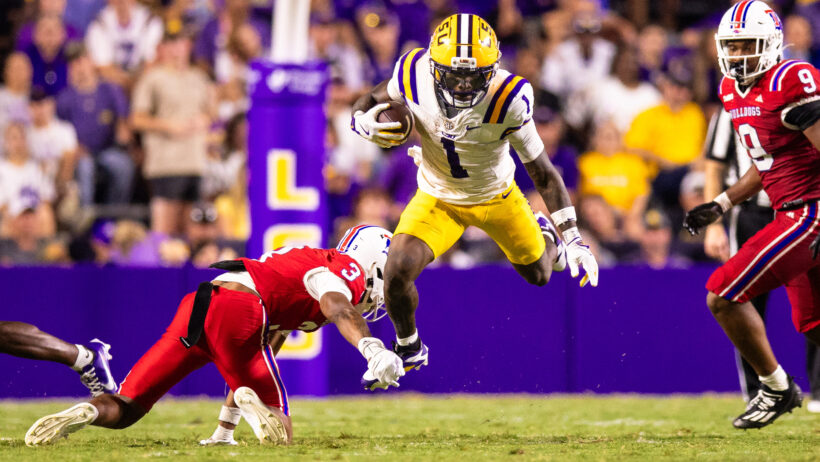 Aaron Anderson picks up some yards after the catch versus Louisiana Tech.