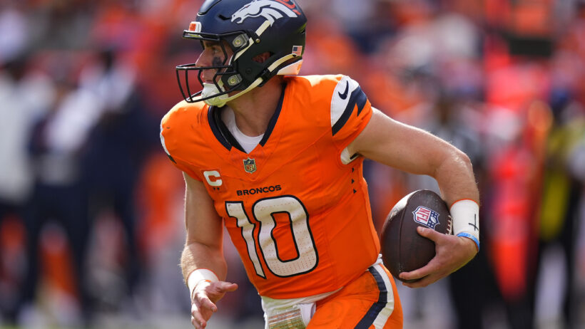 Bo Nix runs the ball vs the Titans in Week 1