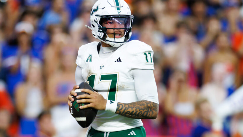 South Florida Bulls quarterback Byrum Brown looks to throw