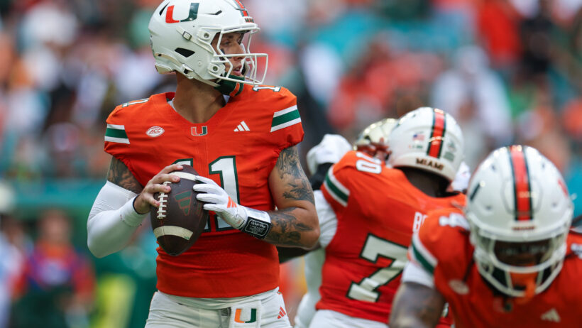 Carson Beck drops back to pass versus South Florida.