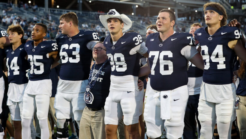 Penn State celebrates following a win over Villanova.