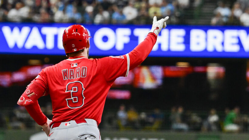 Taylor Ward rounding the bases after hitting a home run
