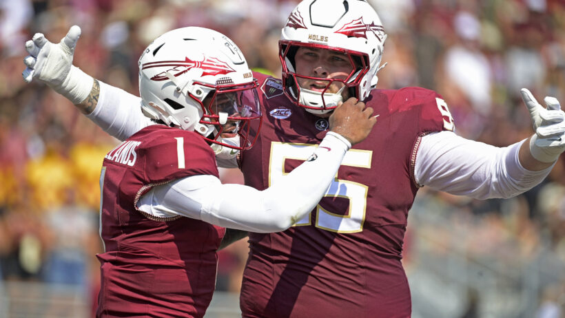 Florida State celebrates a TD versus Kent State.
