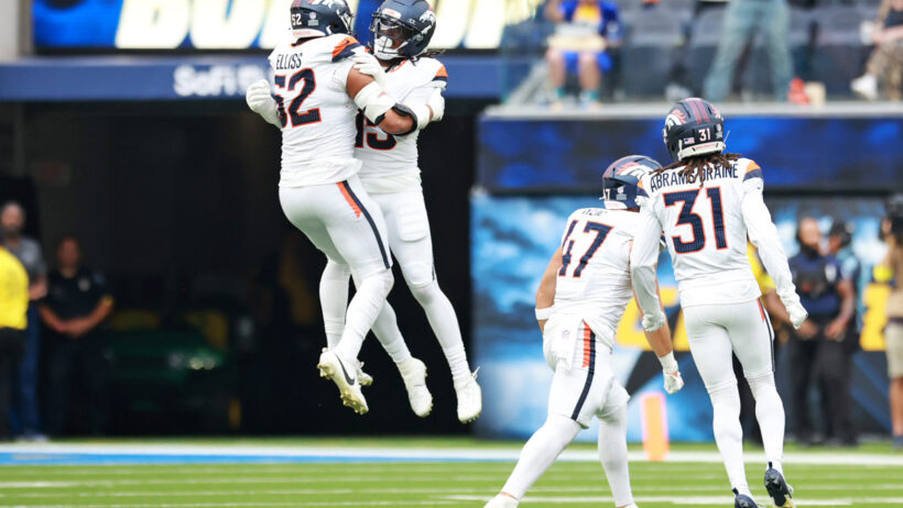 The Denver defense celebrates after stopping the Chargers in Week 3.