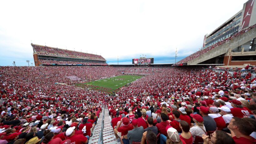 Michigan vs Oklahoma betting promos. Memorial Stadium wide shot.