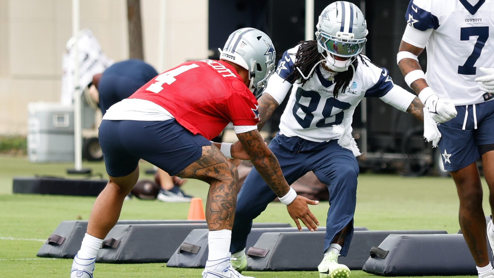 Sports Interaction promo code for Cowboys vs. Eagles. CeeDee Lamb celebrates with Dak Prescott.