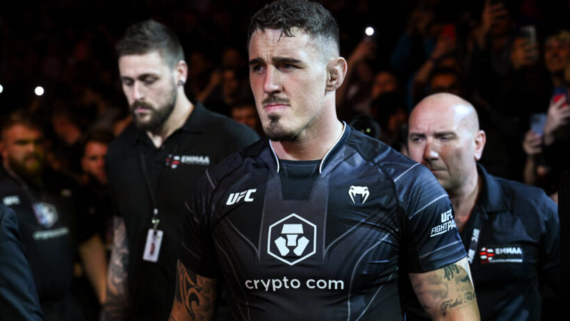 Tom Aspinall heads to the ring for a fight against Marchin Tybura.