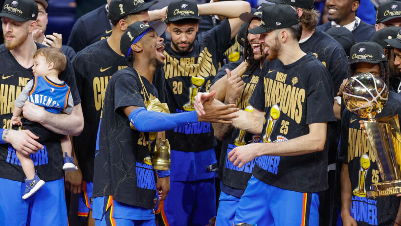 Oklahoma City Thunder celebrate their NBA Championship.