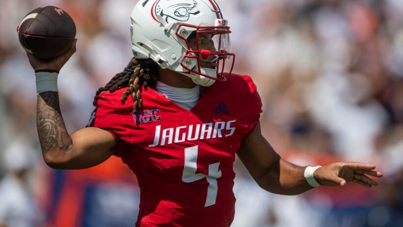 Bishop Davenport leads the way for the South Alabama Jaguars.