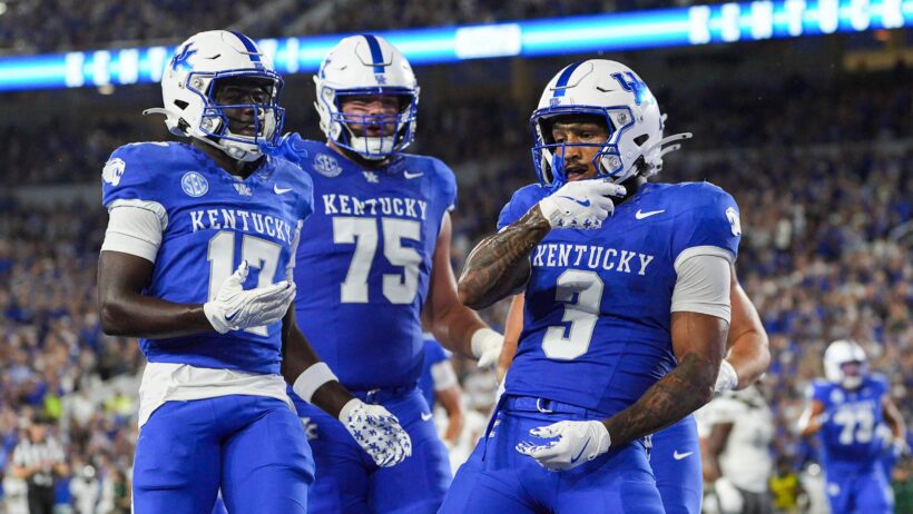Seth McGowan celebrating after a touchdown