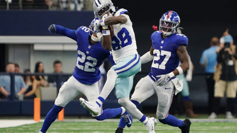 Dallas Cowboys wide receiver CeeDee Lamb making a catch against the New York Giants