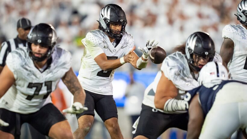 Dante Moore dices up the Penn State defense.