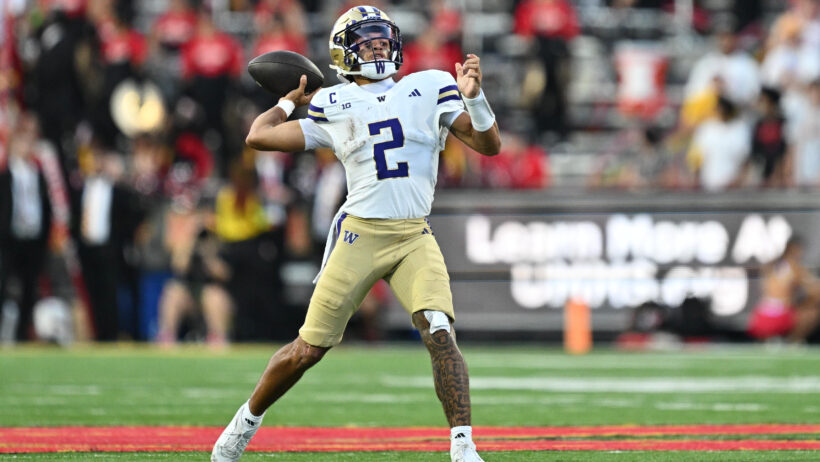 Desmond Williams Jr throws a pass versus Maryland.