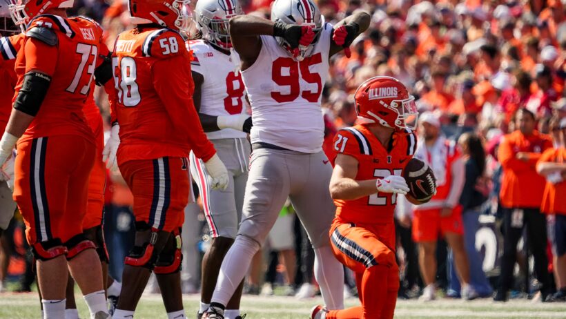 Tywone Malone celebrates a defensive stop against Illinois.