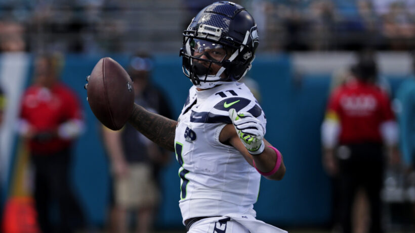 Seattle Seahawks wide receiver Jaxon Smith-Njigba running with the ball