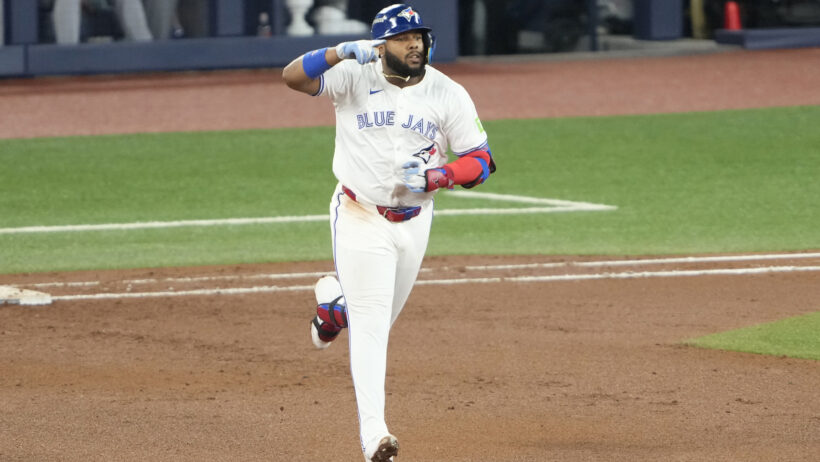 Toronto Blue Jays first baseman Vladimir Guerrero Jr rounds the bases after hitting a home run