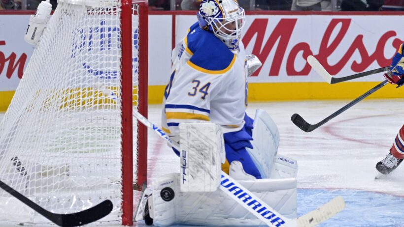 Alex Lyon faces a stiff test against the Toronto Maple Leafs on Friday night.