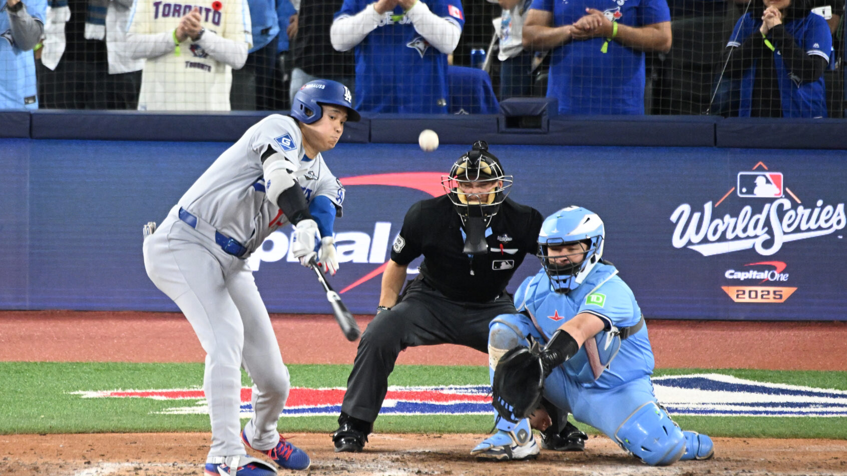 Los Angeles Dodgers two-way player Shohei Ohtani swings at a pitch