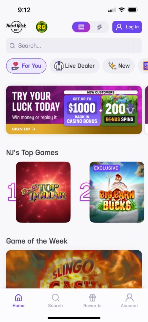 Hard Rock Bet Casino Home page
