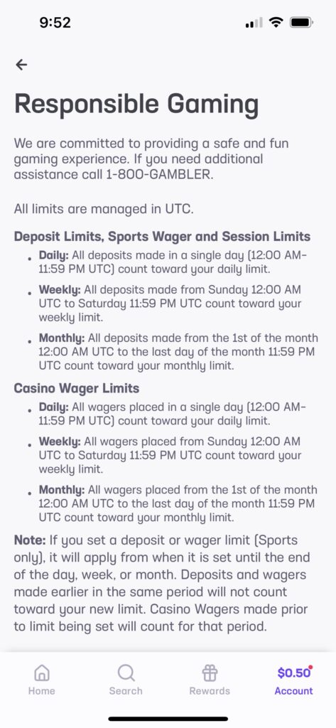 Responsible Gaming page at Hard Rock Bet