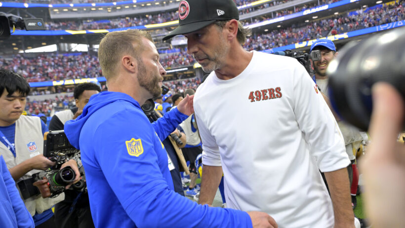 Kyle Shanahan and Sean McVay meet after the game